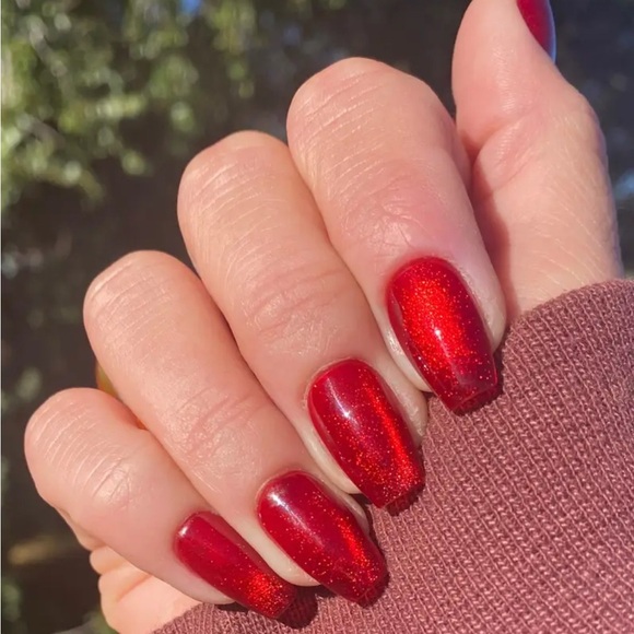 Hand Crafted Other - Sparkling Red Jelly Press On Nails 10 pc Reusable Handmade Medium Length NWT